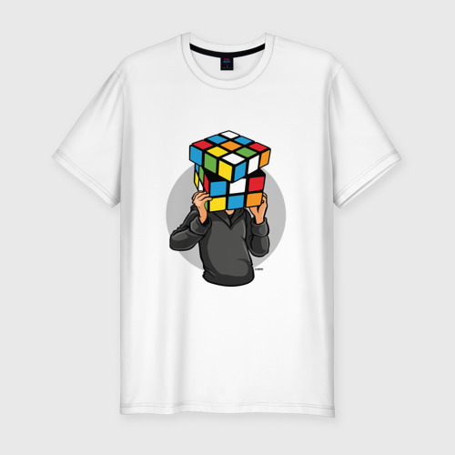 Мужская приталенная футболка из хлопка с принтом Головоломка, вид спереди №1