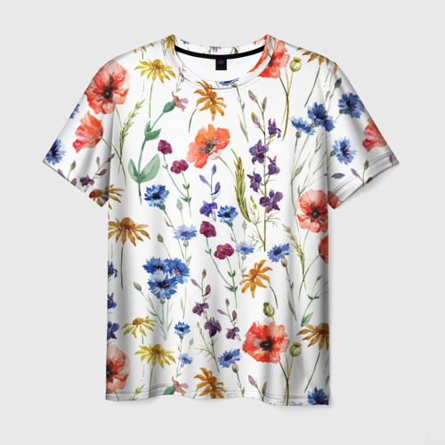 Мужская футболка 3D Полевые цветы, цвет 3D печать