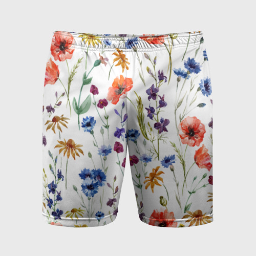 Мужские шорты спортивные Полевые цветы, цвет 3D печать