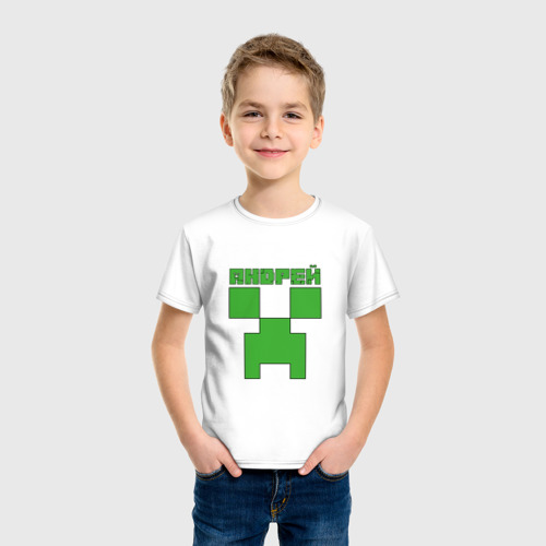 Детская футболка хлопок Андрей Крипер Minecraft, цвет белый - фото 3