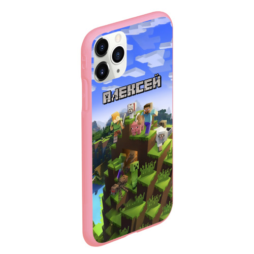 Чехол для iPhone 11 Pro Max матовый Алексей - Minecraft, цвет баблгам - фото 3
