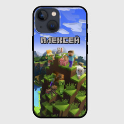 Чехол для iPhone 13 mini Алексей - Minecraft