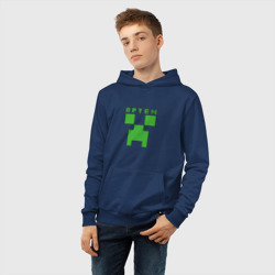 Светящаяся толстовка с принтом Артём - Minecraft для любого человека, вид спереди №2. Цвет основы: темно-синий