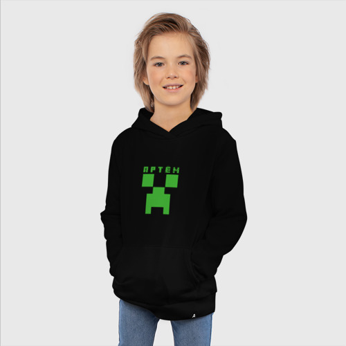 Детская светящаяся толстовка Артём - Minecraft, цвет черный - фото 7