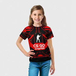 Футболка с принтом Counter Strike-Андрей для ребенка, вид на модели спереди №3. Цвет основы: белый