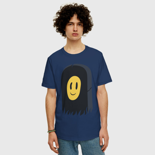 Мужская футболка хлопок Oversize Пошлая Молли, цвет темно-синий - фото 3