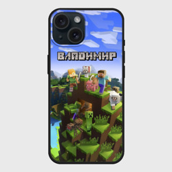 Чехол силиконовый для Apple iPhone 15 матовый Владимир - Minecraft