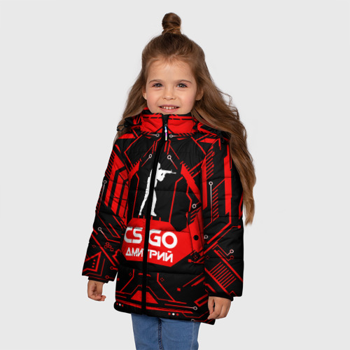 Зимняя куртка для девочек 3D Counter Strike-Дмитрий, цвет светло-серый - фото 3