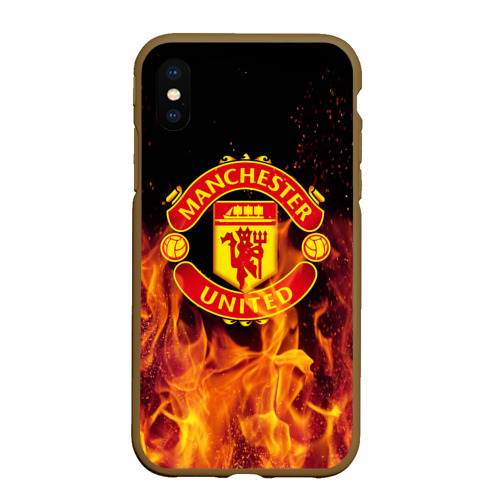 Чехол для iPhone XS Max матовый FC Manchester United, цвет коричневый