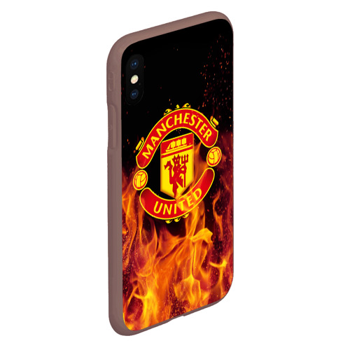 Чехол для iPhone XS Max матовый FC Manchester United, цвет коричневый - фото 3