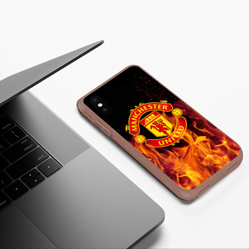 Чехол для iPhone XS Max матовый FC Manchester United, цвет коричневый - фото 5