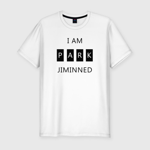 Мужская футболка хлопок Slim BTS I am Park Jiminned, цвет белый