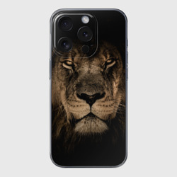 Чехол для iPhone 15 Pro силиконовый с защитой камеры Лев