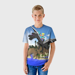 Детская футболка 3D Стив на Эндер Драконе - фото 2