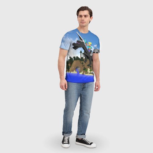 Мужская футболка 3D Стив на Эндер Драконе, цвет 3D печать - фото 5
