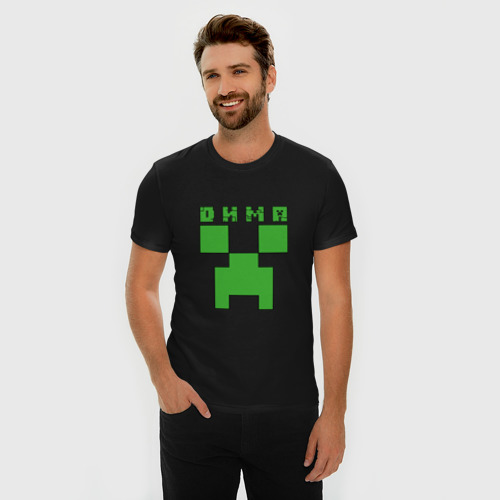 Мужская футболка хлопок Slim Дмитрий - Minecraft, цвет черный - фото 3