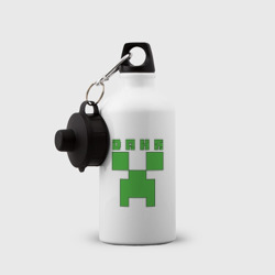 Бутылка с принтом Даня - Minecraft для ребенка, вид на модели спереди №2. Цвет основы: белый