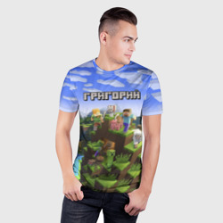 Мужская футболка 3D Slim Григорий - Minecraft - фото 2