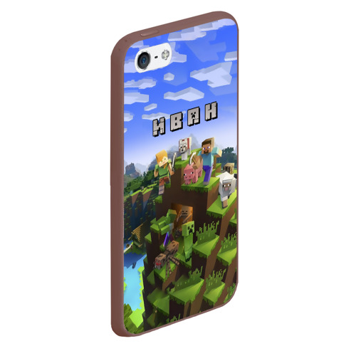 Чехол для iPhone 5/5S матовый Иван - Minecraft, цвет коричневый - фото 3