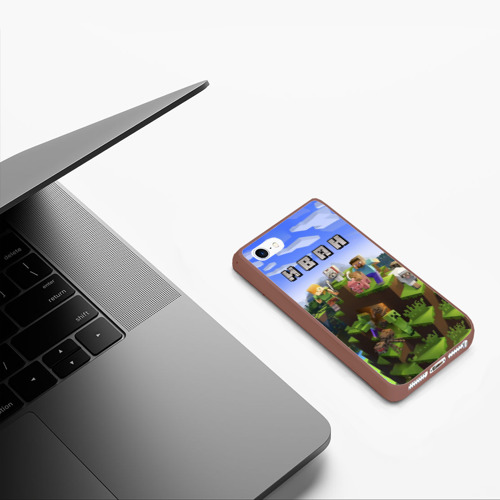 Чехол для iPhone 5/5S матовый Иван - Minecraft, цвет коричневый - фото 5