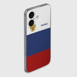 Чехол для iPhone 16 силиконовый с защитой камеры Россия Триколор - фото 2
