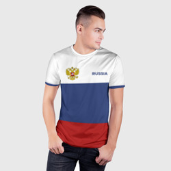 Мужская футболка 3D Slim Россия Триколор - фото 2