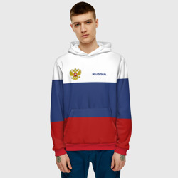 Мужская толстовка 3D Россия Триколор - фото 2