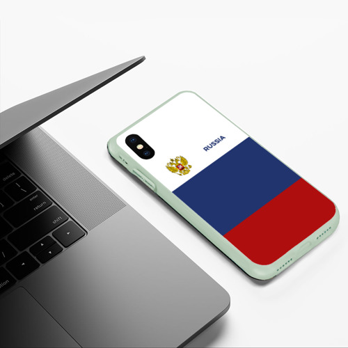 Чехол для iPhone XS Max матовый Россия Триколор, цвет салатовый - фото 5