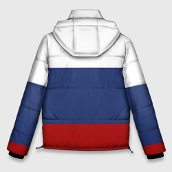 Куртка с принтом Россия Триколор для мужчины, вид сзади №1. Цвет основы: черный