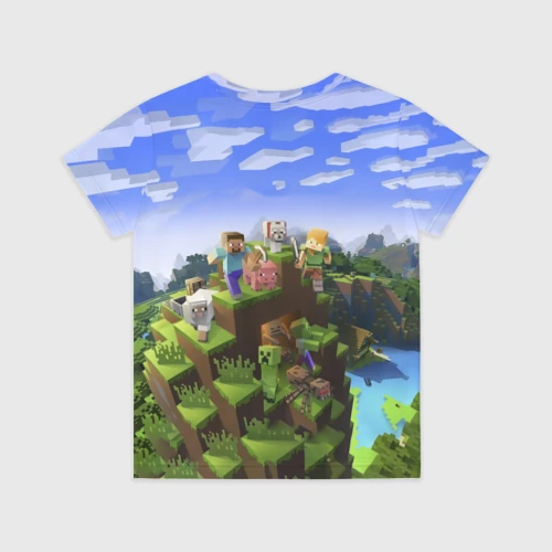 Детская футболка 3D с принтом Костя - Minecraft, вид сзади #1