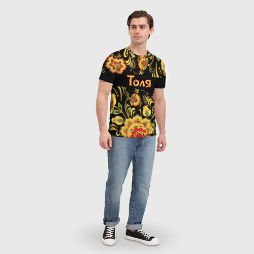 Мужская футболка 3D Толя, роспись под хохлому, цвет 3D печать - фото 5