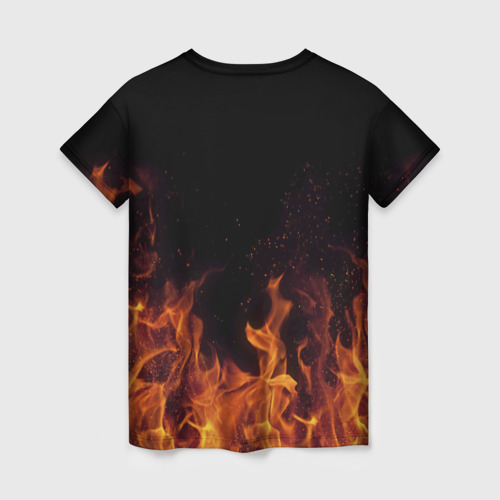 Женская футболка 3D с принтом Саня огонь мужик, вид сзади #1