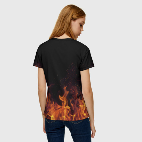 Женская футболка 3D с принтом Саня огонь мужик, вид сзади #2