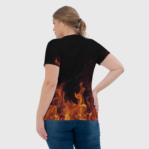 Женская футболка 3D с принтом Саня огонь мужик, вид сзади #2