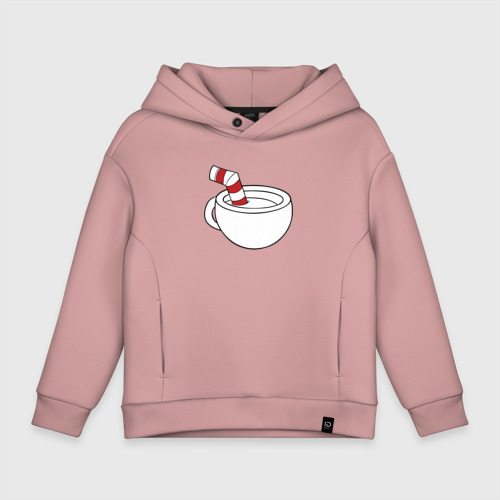 Детское худи Oversize хлопок Red Cuphead, цвет пыльно-розовый