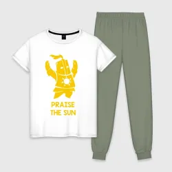 Женская пижама с белой футболкой хлопок Praise the sun