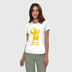 Женская пижама с белой футболкой хлопок Praise the sun - фото 2