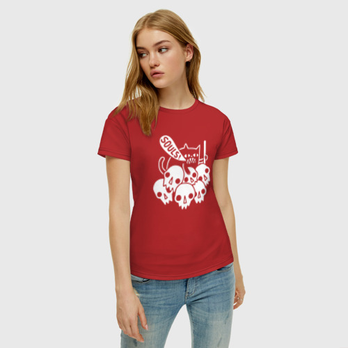 Женская футболка хлопок с принтом Cat Got Your Soul, фото на моделе #1