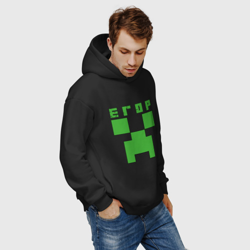 Мужское худи Oversize хлопок Егор - Minecraft, цвет черный - фото 7