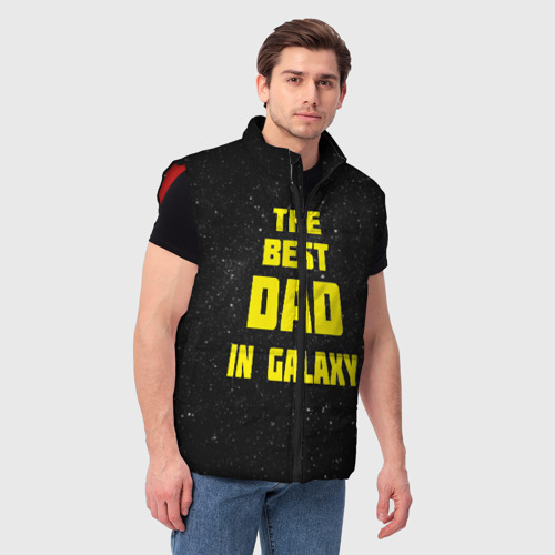 Мужской жилет утепленный 3D The best dad in galaxy, цвет красный - фото 3