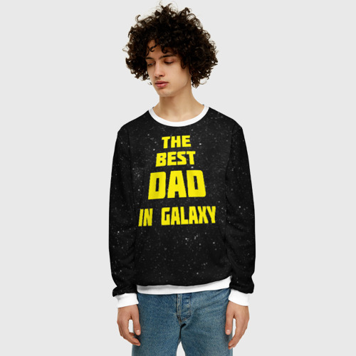 Мужской свитшот 3D The best dad in galaxy, цвет белый - фото 3