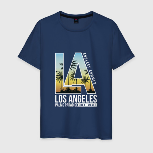 Мужская футболка хлопок Лос Анджелес, цвет темно-синий