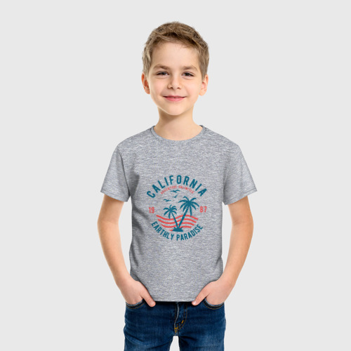 Детская футболка хлопок Калифорния, цвет меланж - фото 3