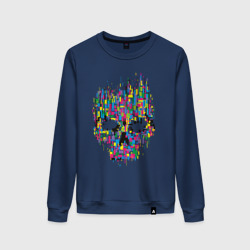 Женский свитшот хлопок Череп частицами пиксельный разноцветный