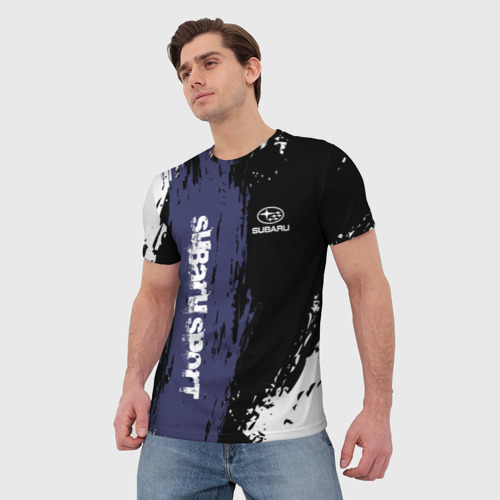 Мужская футболка 3D с принтом SUBARU SPORT, фото на моделе #1