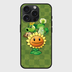 Чехол силиконовый для Apple iPhone 15 Pro матовый Plants vs Zombies