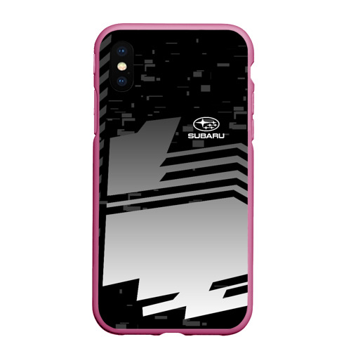 Чехол для iPhone XS Max матовый Subaru sport, цвет малиновый