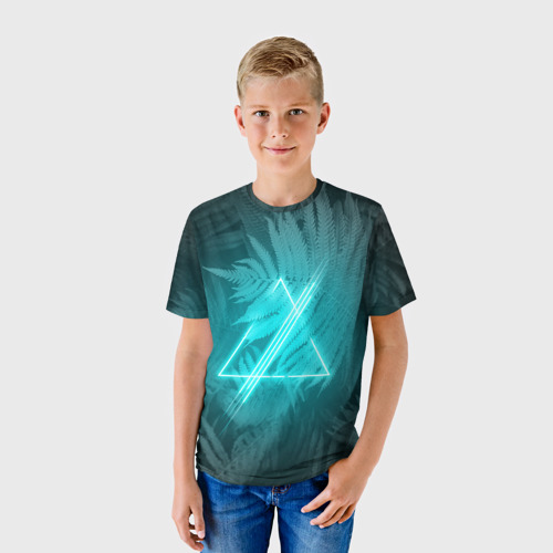 Детская футболка 3D Neon light blue, цвет 3D печать - фото 3