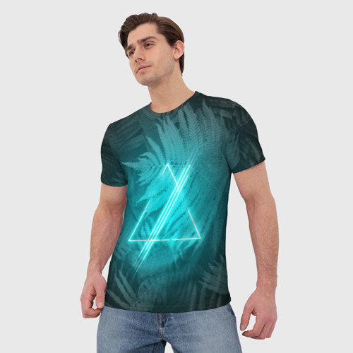 Мужская футболка 3D Neon light blue - фото 3