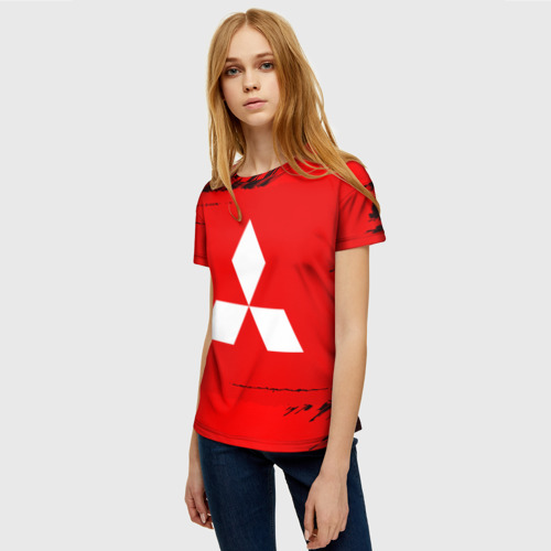 Женская футболка 3D Mitsubishi sport, цвет 3D печать - фото 3